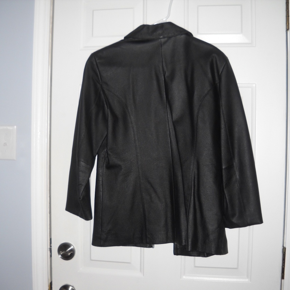 Worthington Genuine Leather Black Jacket EUC Size Small Petite Vintage - Picture 2 of 11